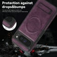thumbnail image 5 of Dteck Magnetic Case for Google Pixel 9 Pro, Compatible with MagSafe, PU Leather TPU Bumper Shockproof Protective Cover with Kickstand,Dark Purple, 5 of 6