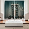 thumbnail image 2 of Ambesonne Landscape Kitchen Curtains, Buildings Cityscape, 55"x39", Teal, 2 of 3