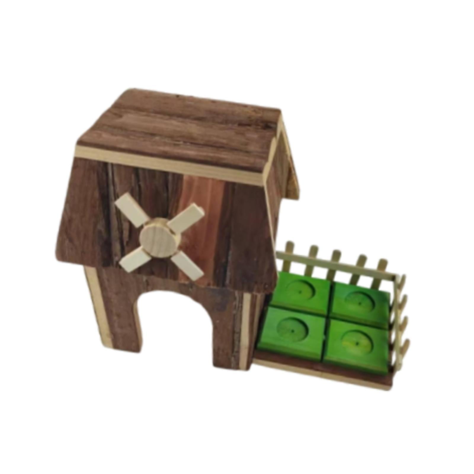 Serenable Hamster Wood House Hideout Small Animals Sleeping Hut for Gerbils Small Pets