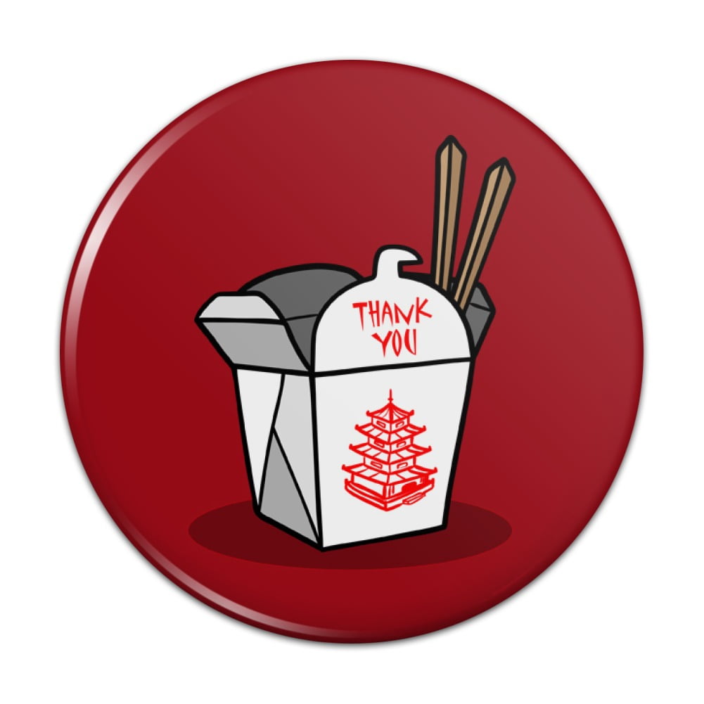 Chinese Food Takeout Box with Chopsticks Pinback Button Pin - Walmart.com