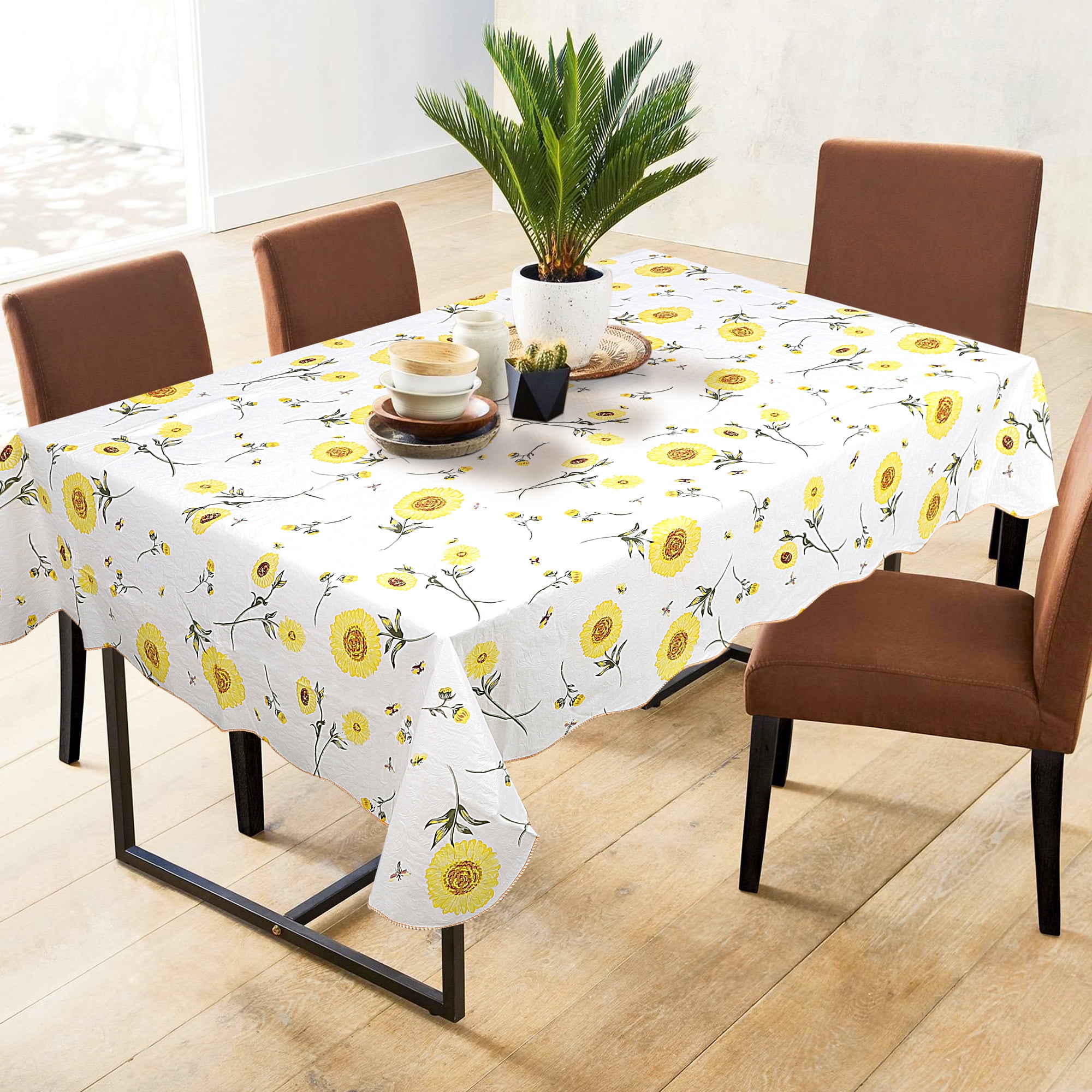 Details about   Large Luxury Fabric Tablecloth Blue Floral Print 60x84 Rectangular Home Decor 