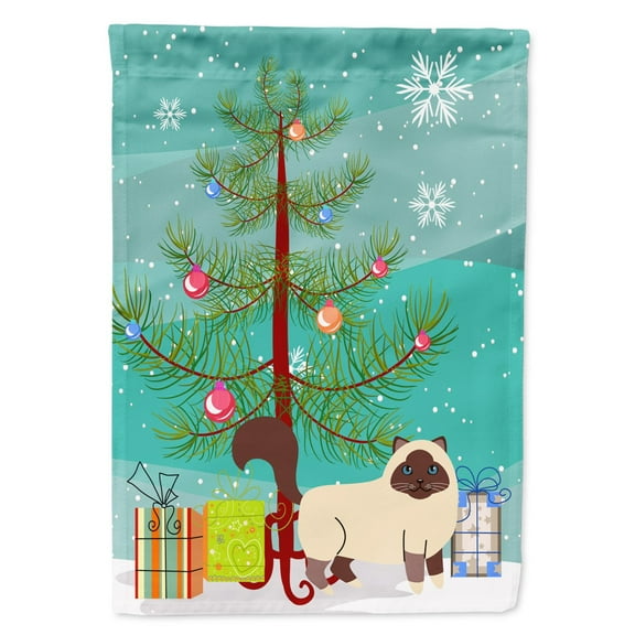 Birman Cat Merry Christmas Tree Garden Flag
