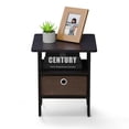 thumbnail image 5 of Furinno Andrey Side Table with Bin Drawer, Black End Table with Open Shelves, Night Stand, Bedside Table, for Living Room, Bedroom, Dark Mocha, 5 of 5