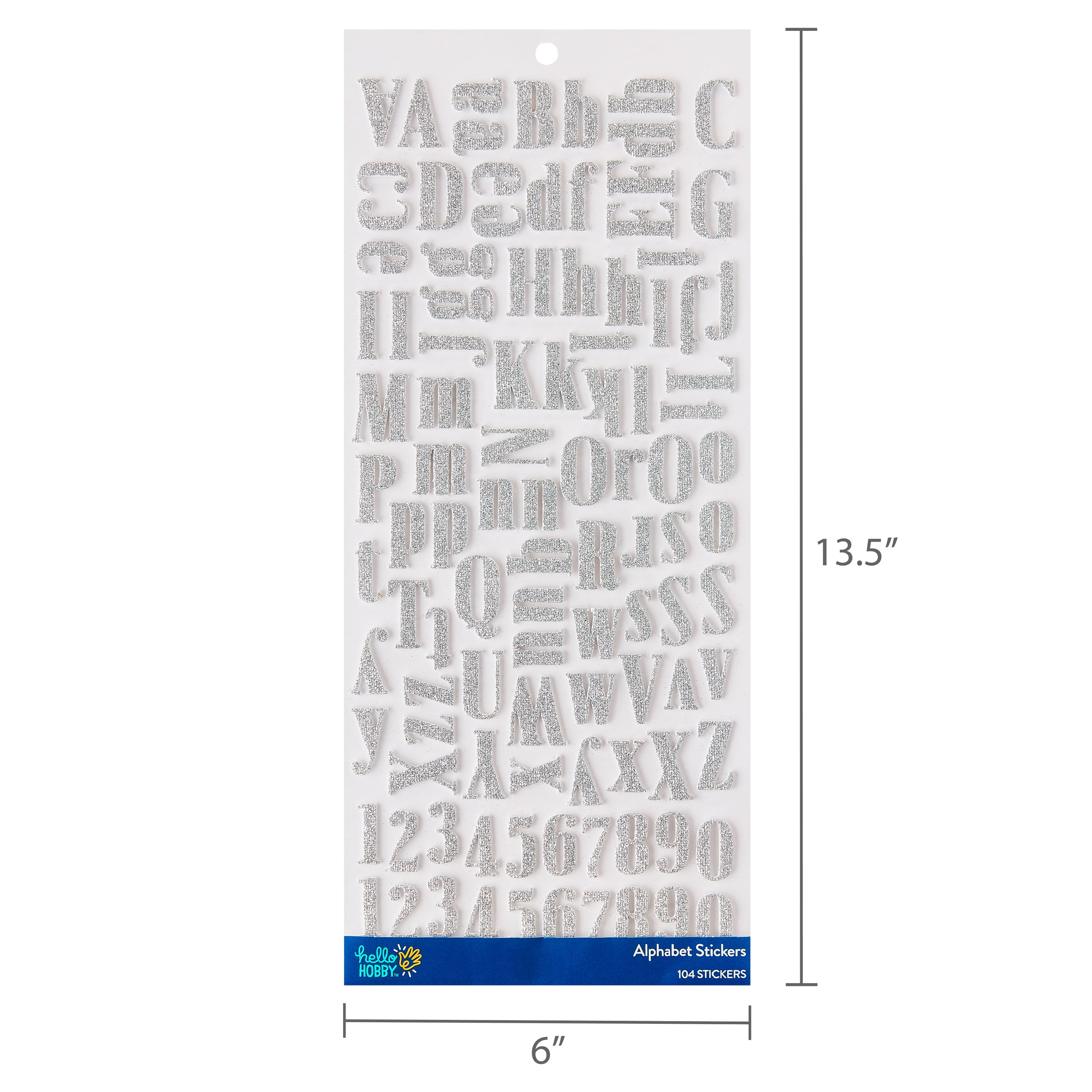 Hello Hobby Silver Glitter Foam Alphabet Stickers, 104 Count