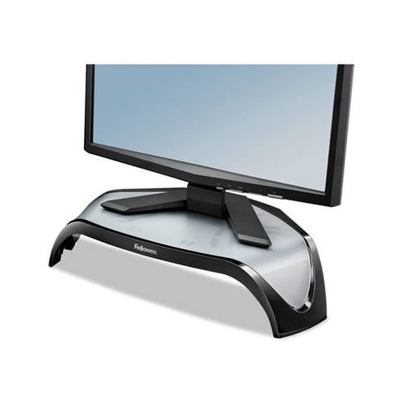 Smart Suites Corner Monitor Riser 18 1/2 x 12 1/2 x 5 1/8, Black/Clear Frost