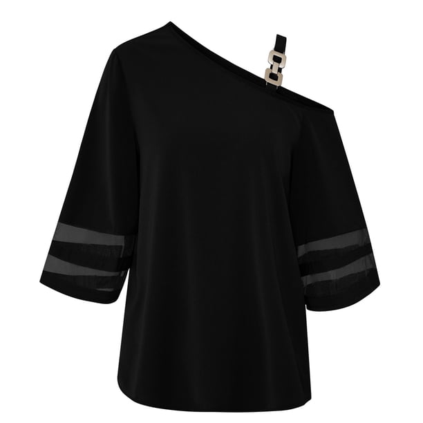 Abrigo de un solo hombro con hebilla de metal sólido informal a la moda primavera/verano para mujer