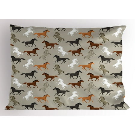 - Horses Pillow Sham Abstract Stallions Simple Design Equestrian Animals Galloping Curvet Illustration, Decorative Standard Queen Size Printed Pillowcase, 30 X 20 Inches, Multicolor, by Ambesonne