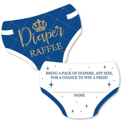 Royal Prince Charming - Diaper Shaped Raffle Ticket Inserts - Baby Shower Activities - Diaper Raffle Game - Set of