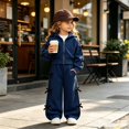 thumbnail image 3 of Enyan Kids Clothes Girls 2-Piece Outfits Long Sleeve Sweatshirt & Wide Leg Pants Set, 3 of 6