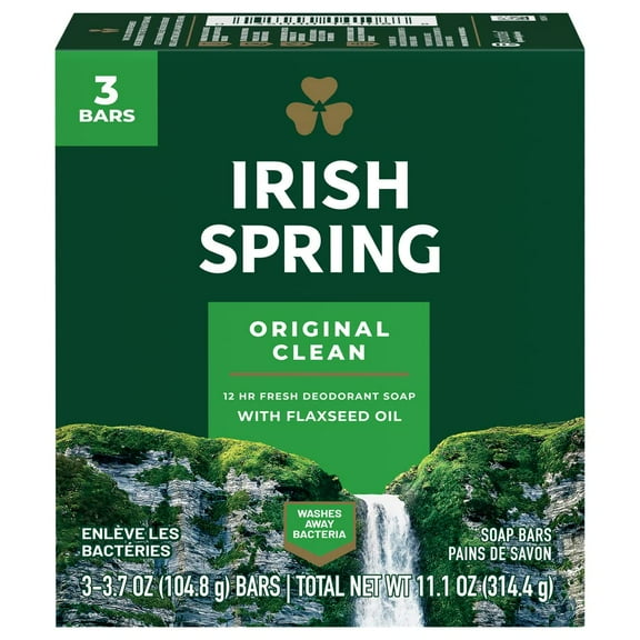 Irish Spring Deodorant Soap Original Bar, 3 Bars 3.75 Ounce