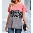 thumbnail image 4 of Women's Leopard Print Color Block Short Sleeve T-Shirt, 4 of 9