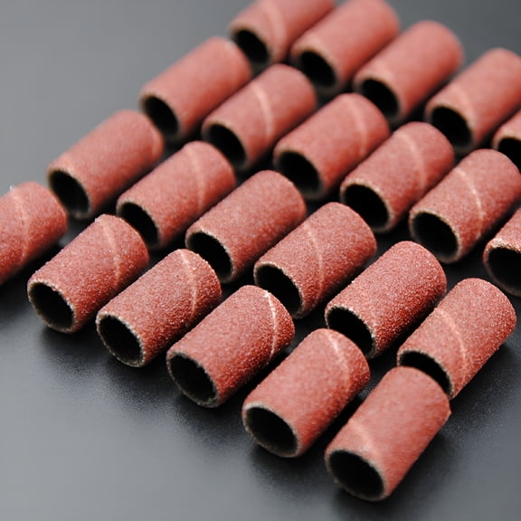 EXLEAF 100Pcs 180 Grit Nail Art Sanding Bands for Nail Drill Bits Machine Manicure Pedicure