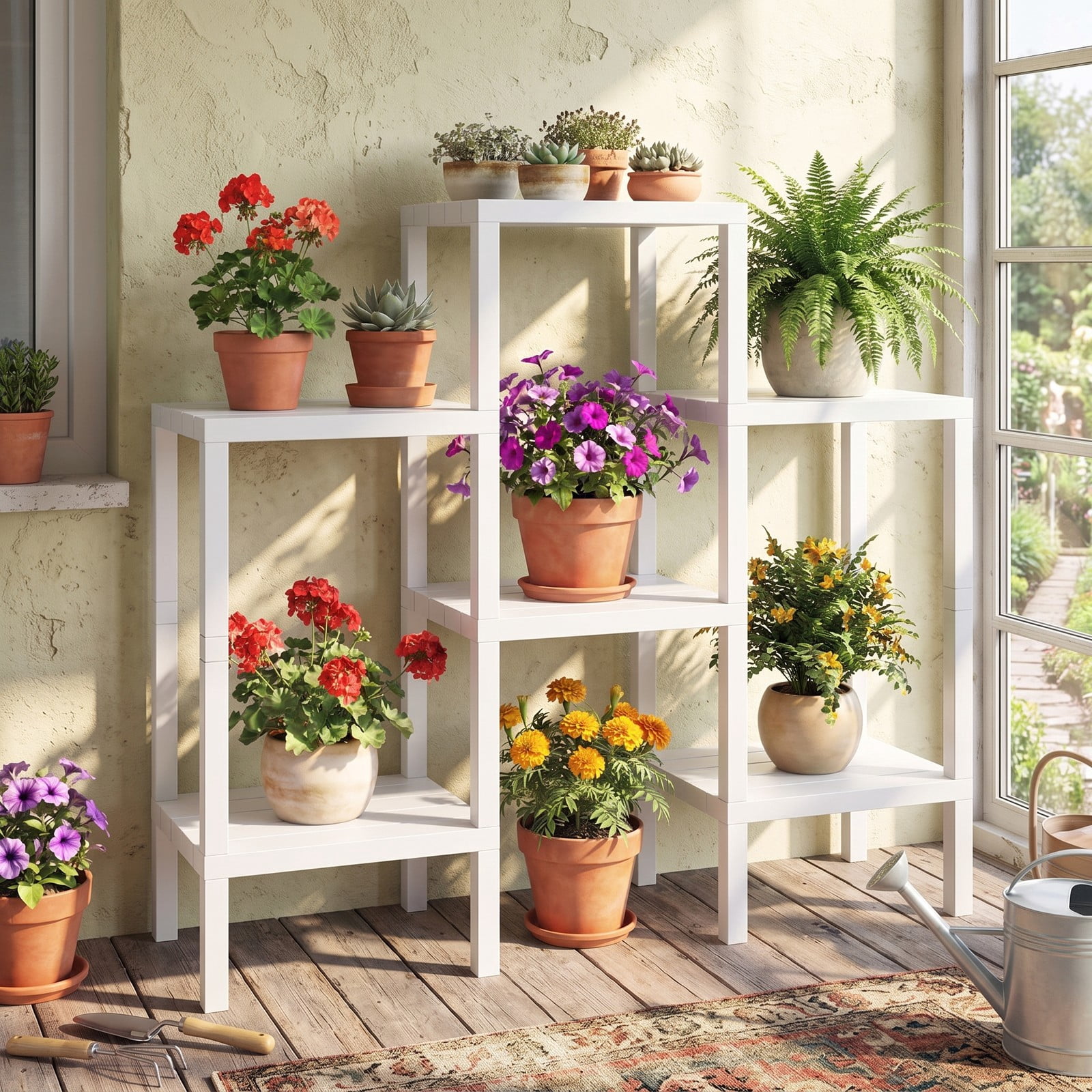 Biotree 6-Tier Plastic Modular Storage Shelves, Freestanding Open Shelving Rack Organizer for Living Room, Kitchen, Bathroom and Garage, Tool-Free Assembly, White