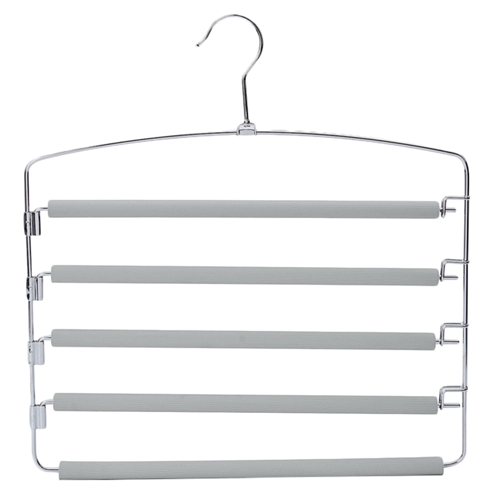 Hgallory Multi-Layer Space-Saving Pant Hangers, Non-Slip 5 Tier Metal Clothes Hangers Closet Organizers and Storage, Dorm Room Supplies Pants Scarf Jeans Organizer, Gray, 15.4"x14.4"