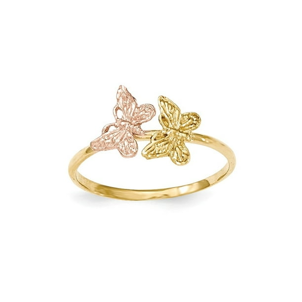 AA Jewels Solid 14k Gold TwoTone Polished Butterfly Ring Size 4