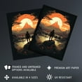 thumbnail image 3 of Samurai Master Looking at Sunset Horizon Dramatic Painting Black Orange Cherry Blossoms Flowers and Pine Trees in Japanese Mountain Lake Landscape Extra Large XL Wall Art Poster Print, 3 of 3