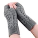 thumbnail image 1 of 1 par de guantes de punto de medio dedo, jacquard acrílico, cálidos, gruesos y suaves, color gris, para invierno., 1 of 12