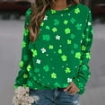 thumbnail image 2 of Women's St Patricks Day Plus Size Sweatshirt Long Sleeve Festival Print Color Block Crewneck Loose Casual Tops (XL, Green), 2 of 5