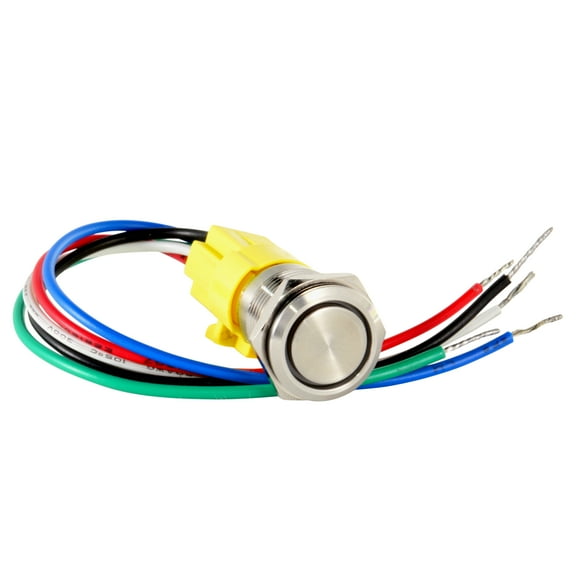 JacobsParts 16mm 12V LED ON OFF Push Button Power Switch Latching Stainless Metal Waterproof (Red)