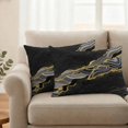 thumbnail image 2 of Black Marble Outdoor Waterproof Pillow Covers, Gold Abstract Vintage Modern Grey Art Decorative Rectangle Throw Pillowcase Sofa Cushion Sham for Patio/Couch/Chair, 20"x12" 2 Pack, 2 of 8