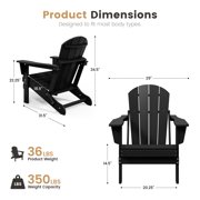 FADINGFREE Outdoor Folding Adirondack Chair, All-Weather & Space-Saving HDPE Chair for Patio, Poolside, Deck & Graden, Black