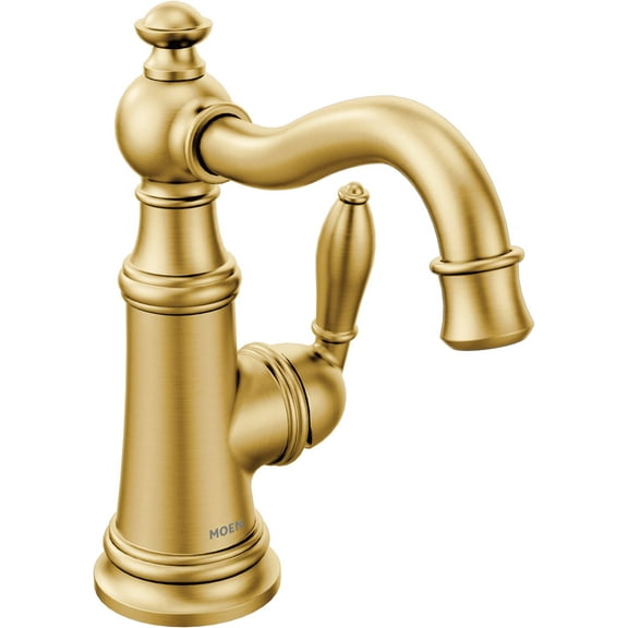 Moen S42107BG Weymouth Single Handle Single Hole Bathroom Faucet (Valve Included) - Gold