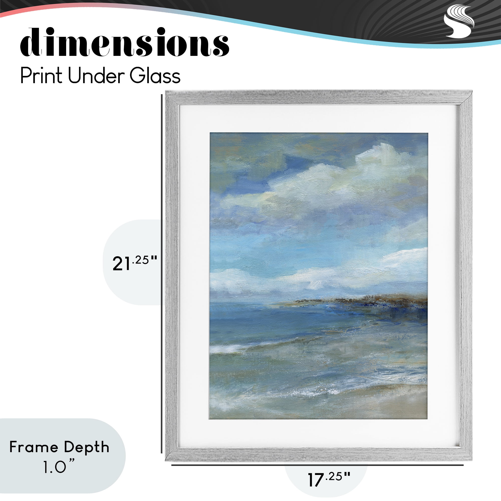 Stupell Industries Shore's Calm Breeze Gray Framed Print Under Glass, design by Carol Robinson