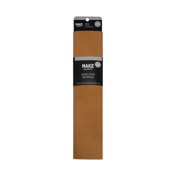 Make Market Genuine Leather Sheet, Premium DIY Crafting Material, Tan, 9" x 12", 1-Pack