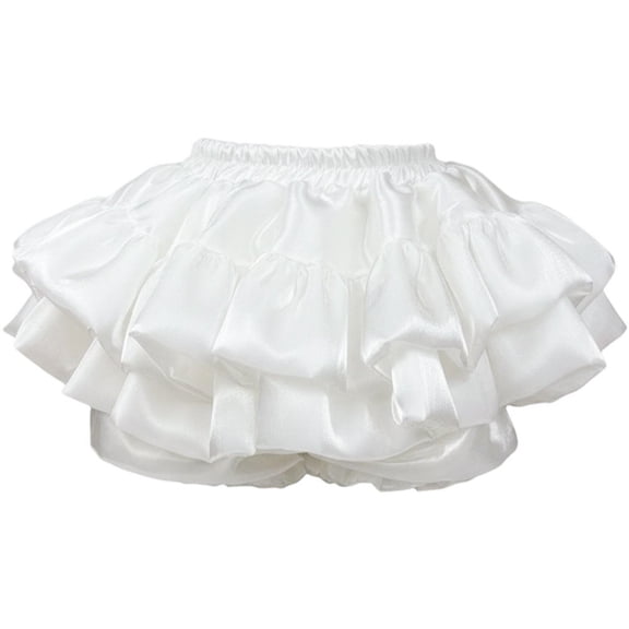 Yvsxxv White Tiered Ruffle Short Skirt, Elastic Waist Sweet Summer Skirt, 23.62-29.53inch Waist