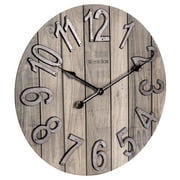 Westclox 15.5 Brown Farmhouse Style Wood Grain Analog QA Wall Clock with Raised Numbers