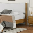 thumbnail image 6 of Queen Size Rubber Wooden , Solid Wooden Bed with Teddy Velvet Cushion Upholstered Headboard, Enhanced by Support Feet, 6 of 6