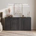thumbnail image 3 of BELLEZE Set of 2 Modern Buffet Cabinets (63" Wide)-Large Sideboard Credenza with Arched Doors-Seamless Hidden Storage Console for Dining Room & Living Area-Ebony, 3 of 7