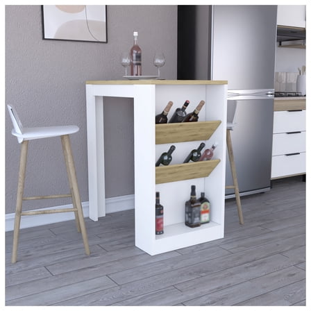 Kitchen Island Gunees, Counter Island, White and Pine Finish