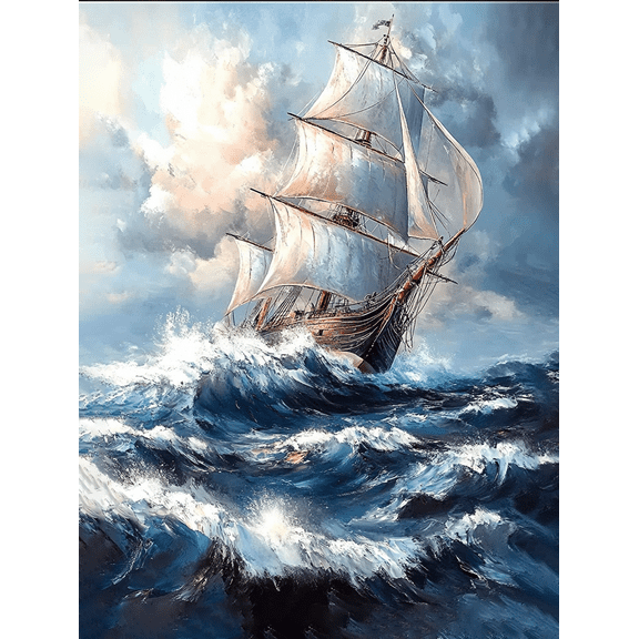 Ocean Waves Sailboat Canvas Wall Art,Suitable for Living Room,Bedroom,Office,Bathroom,and Dining Room Decoration.