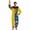 Yellow Blue, variant on RUINIXCW Funny Halloween Clown Costume for Adult Mesh Collar Dot Stripe Print Long Sleeve Jumpsuit with Pom-pom