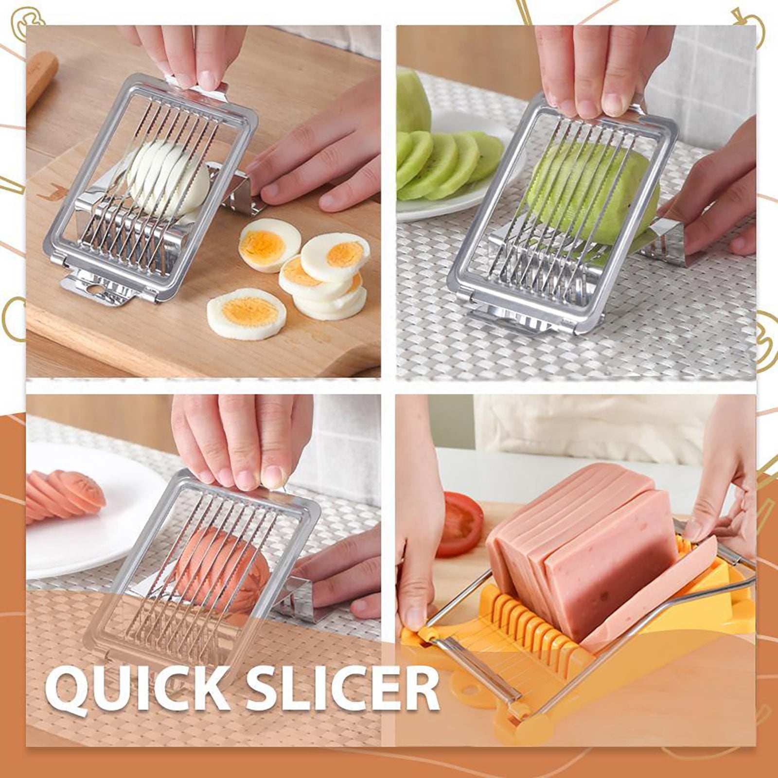 Egg Slicer, Egg Slicer for Hard Boiled Eggs, Aluminium Egg Slicer with  Stainless Steel Wire, Heavy Duty Egg Cutter Dishwasher Safe(Yellow）