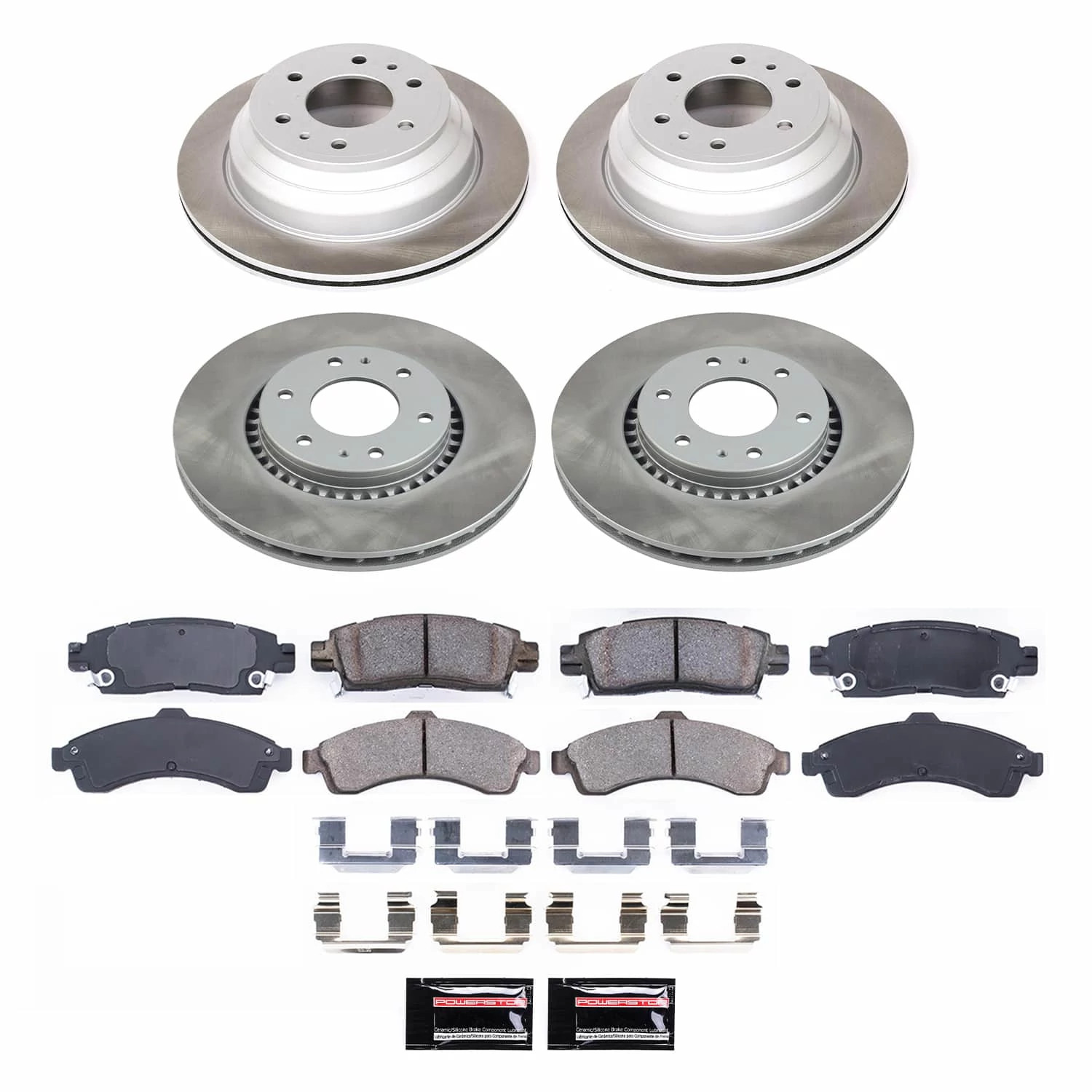 PowerStop Front and Rear Semi-Coated Rotor and Low-Dust Ceramic Brake Pad Kit SC2062