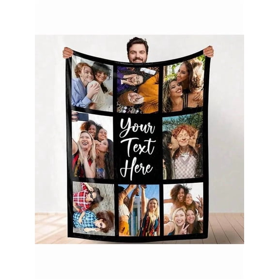 Personalized Photo Flannel Blanket - Custom Gift for Family, Friends, Lovers, Pets - Ideal for Christmas, Birthday, Valentine's, Wedding, Halloween, Home & Outdoor Use