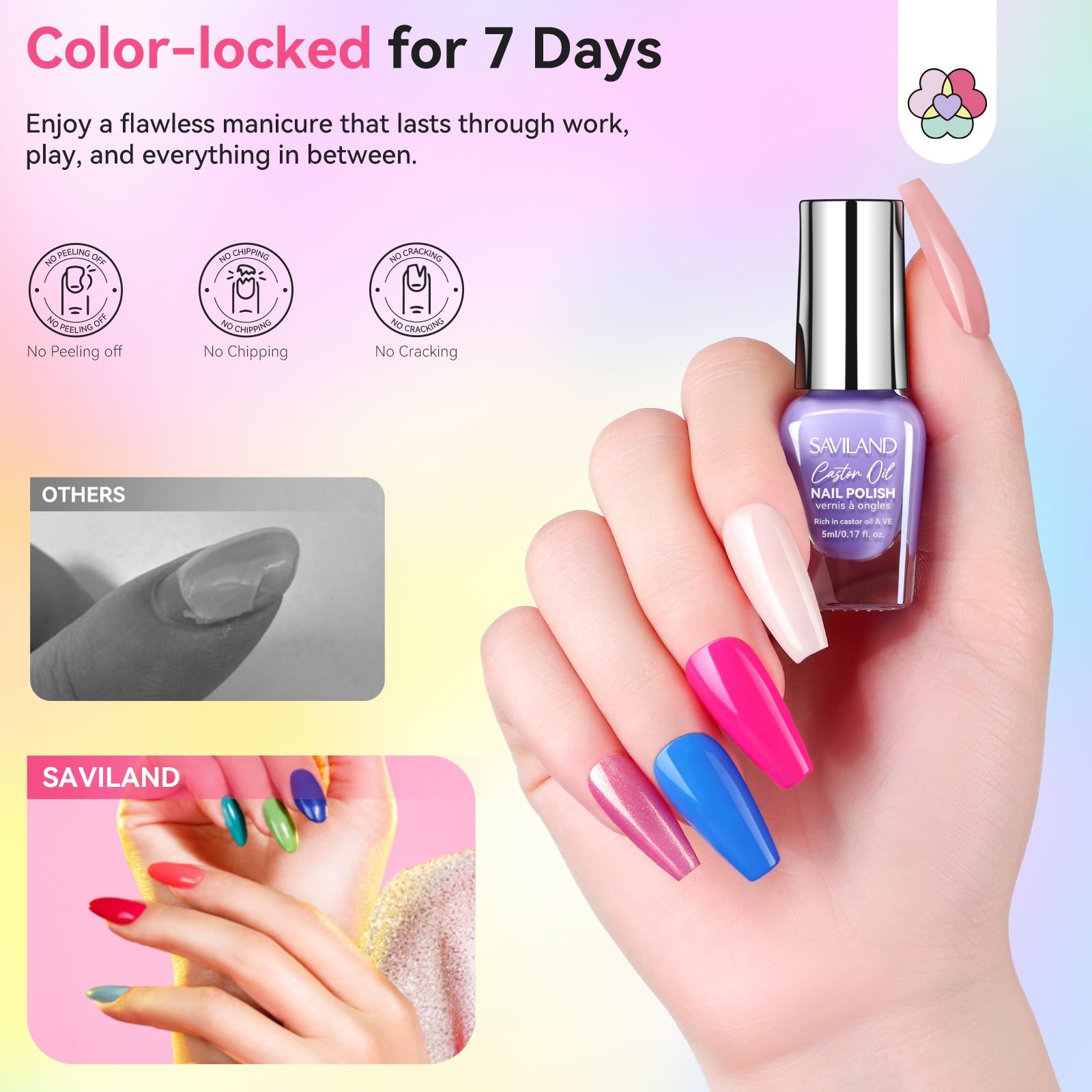 SAVILAND Color Artistry Nail Polish Set: Ultra Quick Dry Regular Nail Polish Kit 20+3 Colors Spring Summer Fingernail Polish Base Glossy & Matte Top Coat