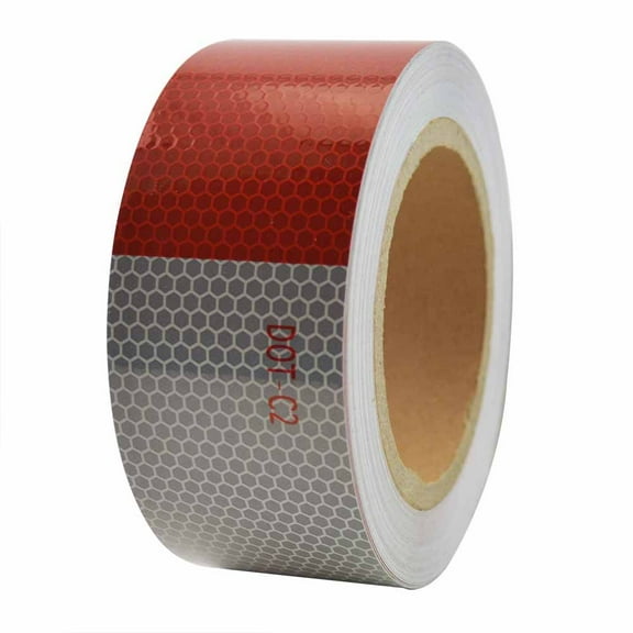 Superior Electric RVA1553 2" x 50' ft High Visibility Conspicuity DOT-C2 Approved Reflective Safety Tape â€“ 6" Red / 6" White - Automobile Vehicles, Trailers, Boats