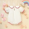 thumbnail image 5 of ZEHJUHAN Baby Girl's Cute Valentine Romper, Embroidered Heart Peter Pan Collar Bubble Sleeve Jumpsuit White，3-6M, 5 of 10