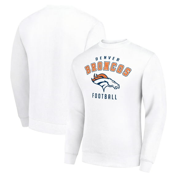 Men's Starter White Denver Broncos Team Logo Pullover Sweatshirt