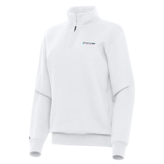 Women's Antigua White Homestead-Miami Speedway Victory Quarter-Zip Top