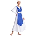 thumbnail image 3 of Zaldita Women Metallic Worship Praise Dance Tunic Sides Split Liturgical Overlay Lyrical Dance Dress Blue XXL, 3 of 7
