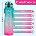 thumbnail image 3 of (Green1)Motivational water bottle with time marker,leakproof sports water bottle bpa free,fruit, 3 of 4