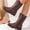 Brown, variant on Women Side Zipper Mid Calf Leather Boots, Round Toe Low Flat Heel Waterproof Short Riding Booties, Winter Non Slip Comfort Mid Boots Brown 5.5(36)