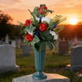 thumbnail image 5 of Cemetery Flowers for Grave, Headstone Flower Saddle, Artificial Rose Daisy Bouquets for Outdoor Grave Decorations, 5 of 6