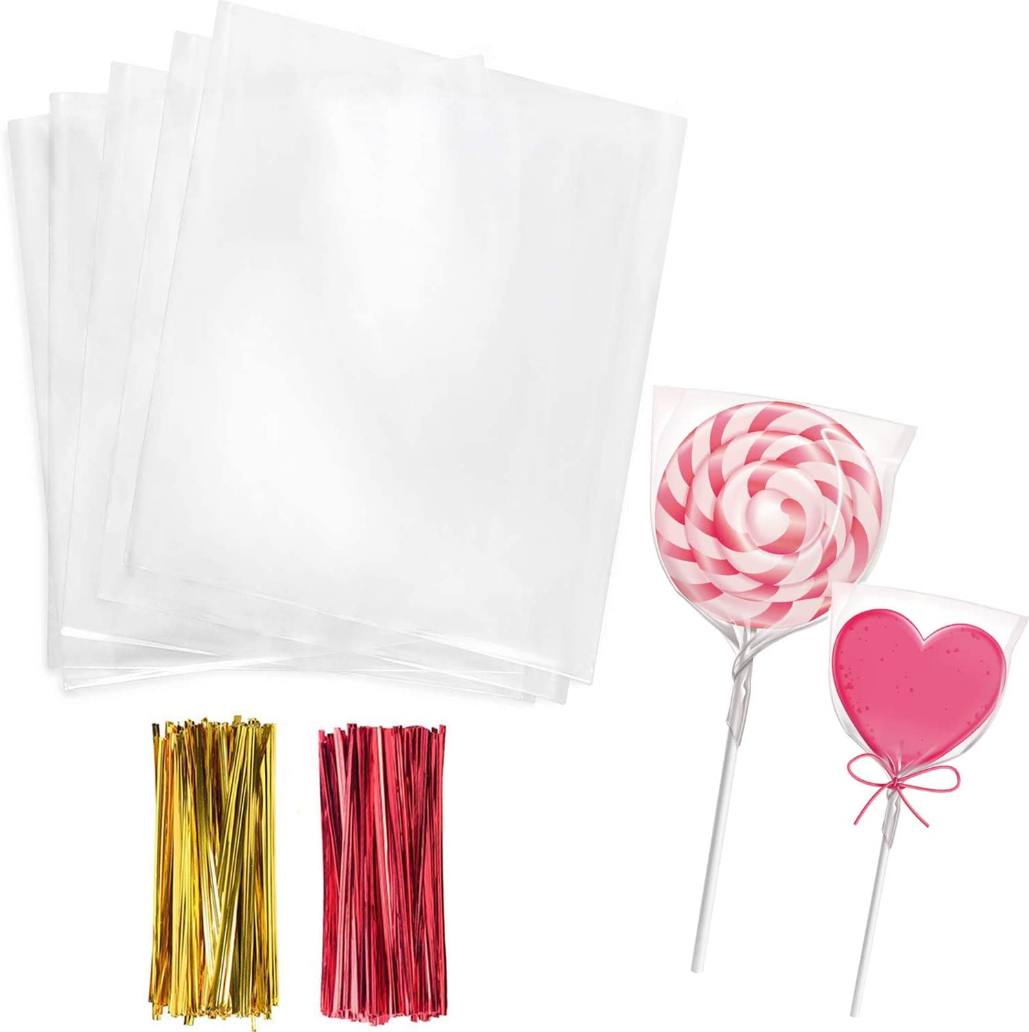 Set of 2 Lollipop Package Bag, PVC Bags Candy Bag Bow Ties with 100pcs for  Family for Weddings Parties, Bakery Shops(Butterfly 10 * 16cm Three-Piece  Suit) : Amazon.in: Home & Kitchen