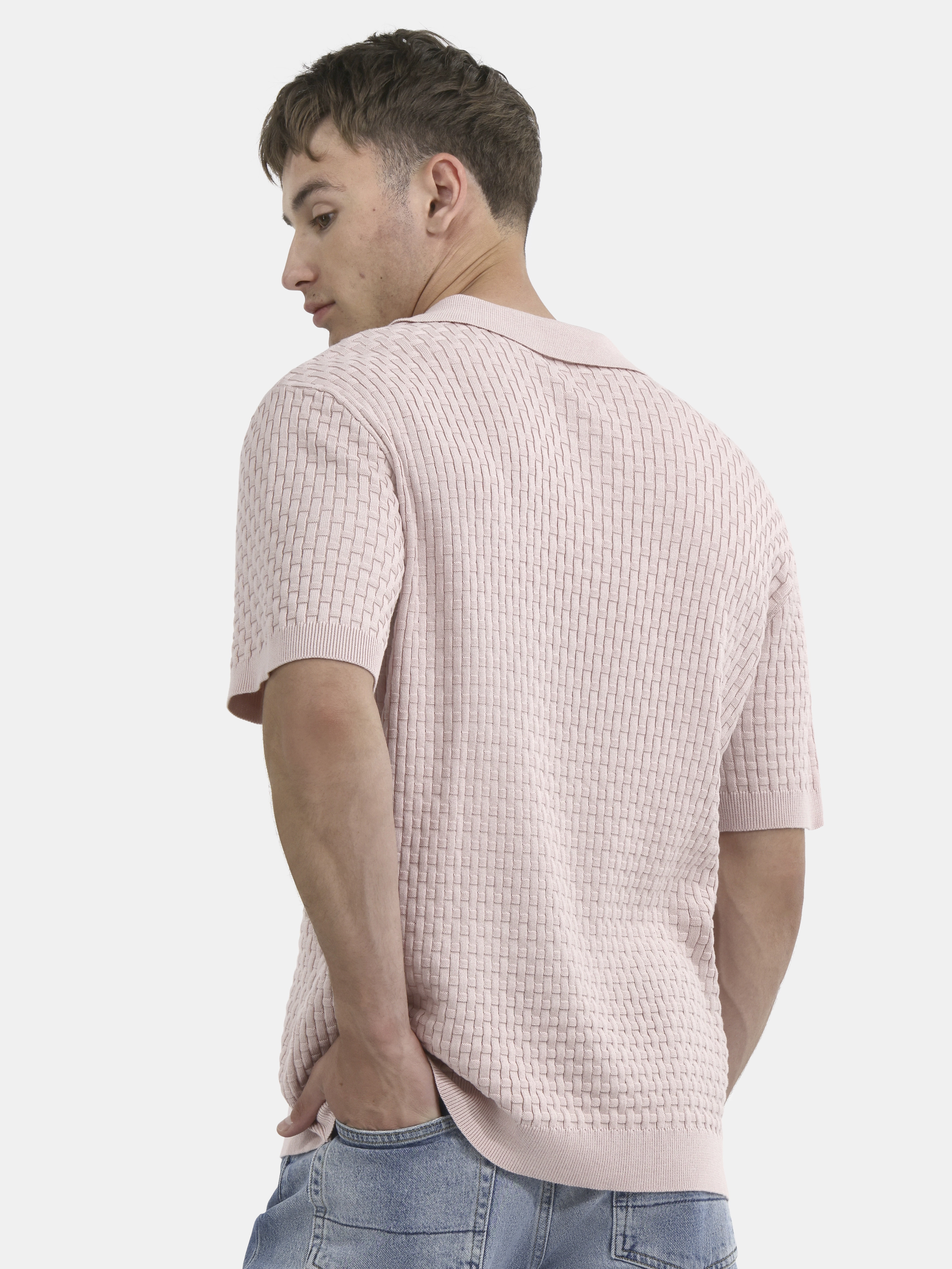 No Boundaries Basket Stich Polo Sweater, Men's and Big Men's