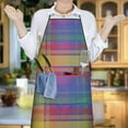 thumbnail image 6 of Multi Color Plaid Checkered Pattern Apron-Garden Aprons for Women with Pockets-Cotton Linen Waterproof Kitchen Cooking Gardening Aprons Adjustable for Kitchen,Cooking,BBQ and Salon 33x27 Inch, 6 of 7